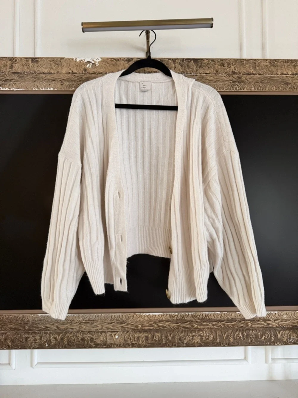 a new day Cream Ribbed Open-Front Cardigan
